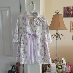 Charming Floral Kids Dress with Jacket